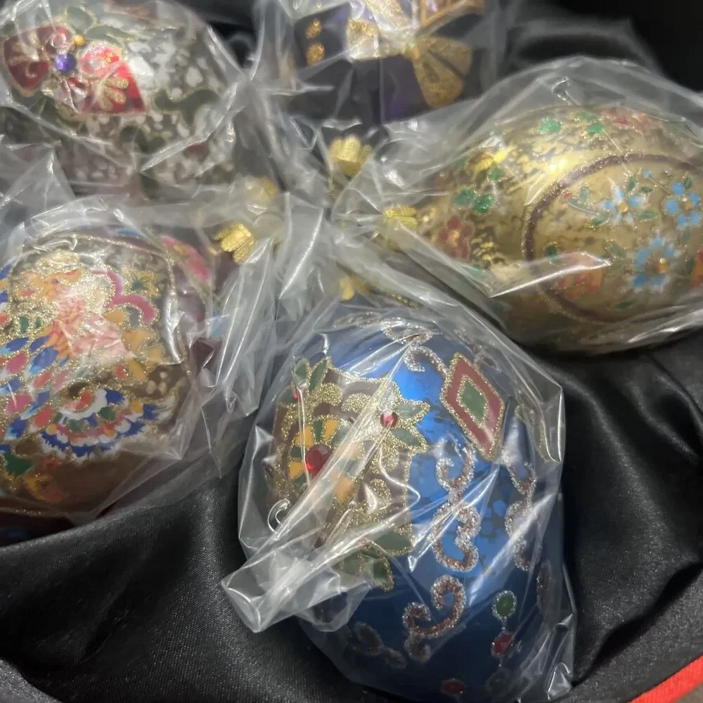 Joan Rivers Classics Collection Box Of 5 Jeweled Egg Shaped Christmas Ornaments